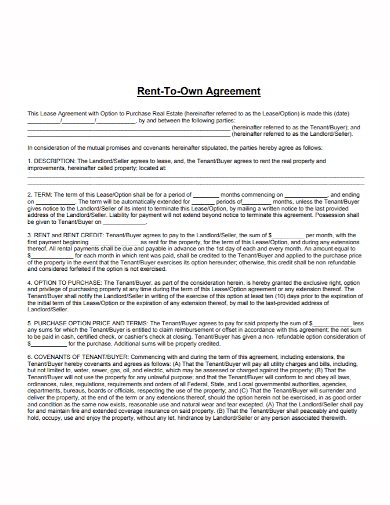 real estate purchase rent option agreement