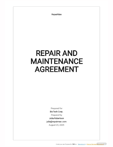 repair and maintenance agreement template