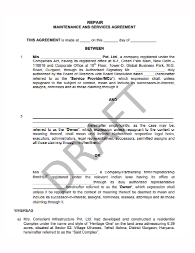 repair and maintenance services agreement