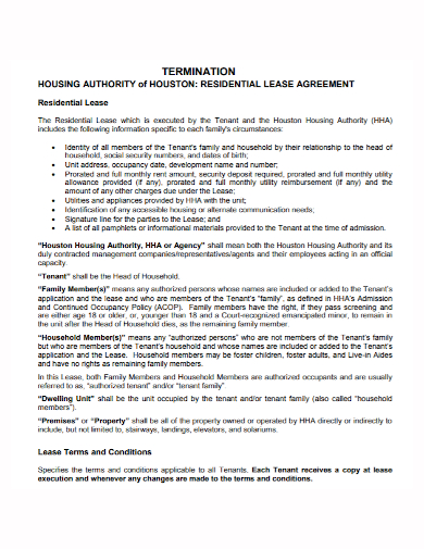 residential housing lease termination agreement