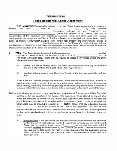 residential lease termination agreement
