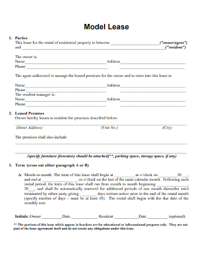 residential property rental lease agreement