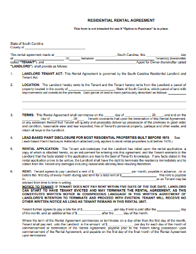 residential rental lease purchase agreement