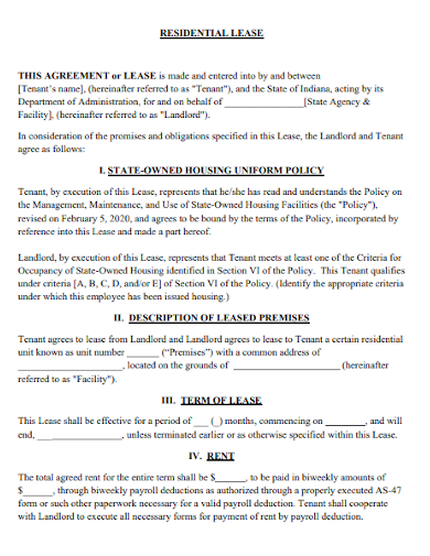 residential rental lease uniform policy agreement