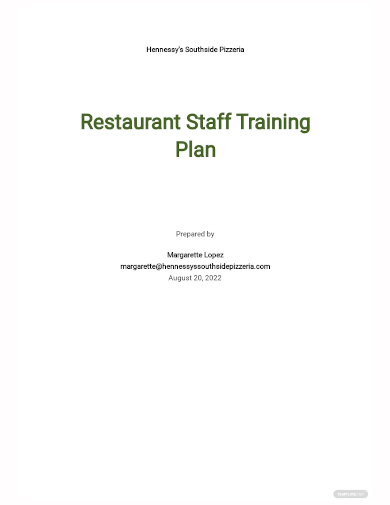 restaurant staff training plan template