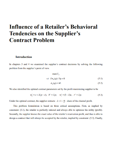 retailer supplier behavioral contract