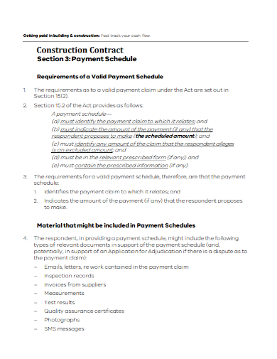 sample building contract payment schedule