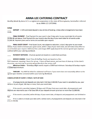 sample catering contract