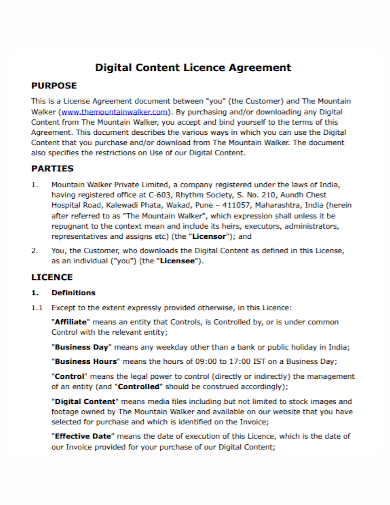 sample digital content license agreement