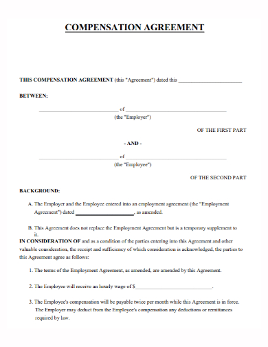 sample employee compensation agreement