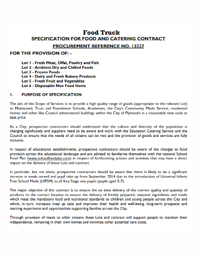 sample food truck catering contract