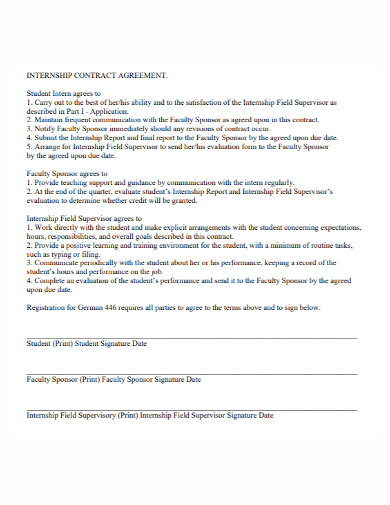 sample internship contract agreement