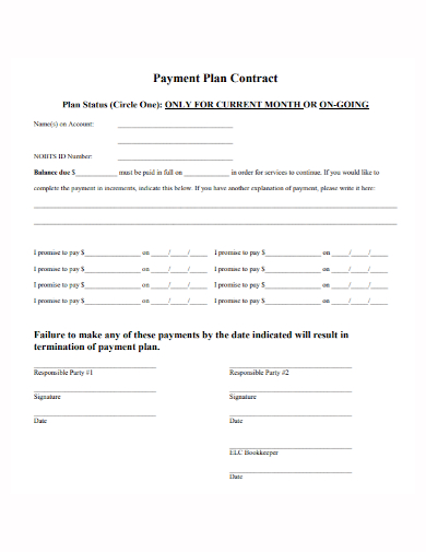sample payment plan contract