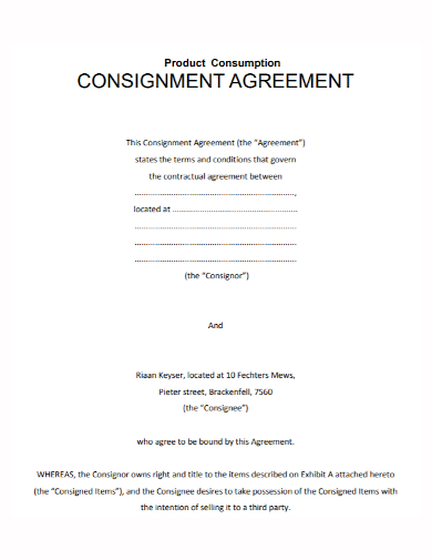 sample product consignment agreement