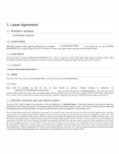 sample property lease agreement