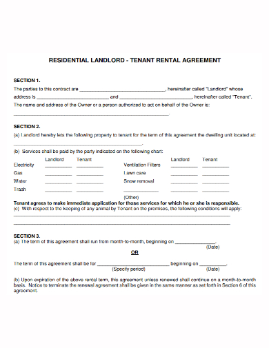 sample tenant rental agreement