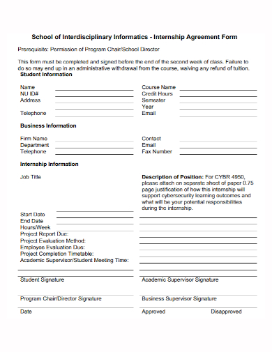 school interdisciplinary internship agreement