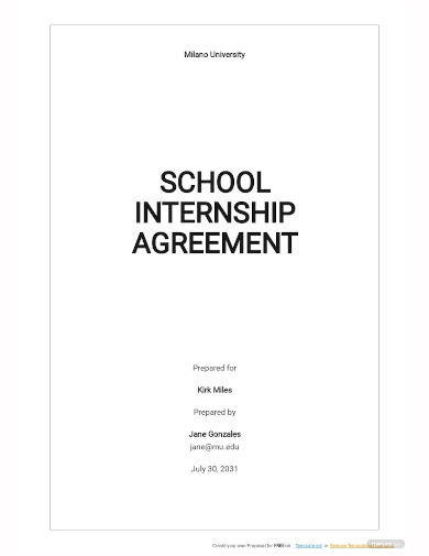 school internship agreement template