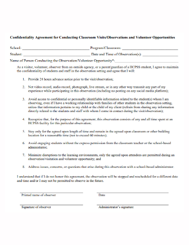 school program confidentiality agreement