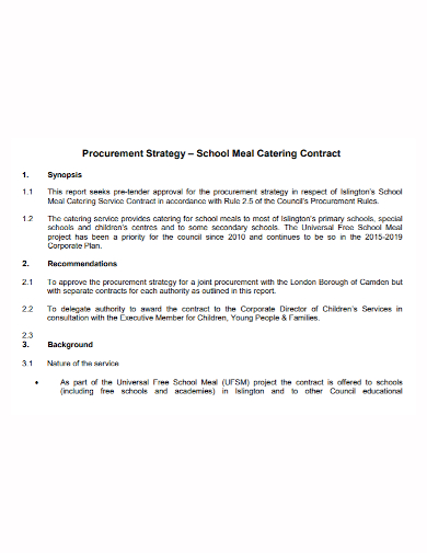 school strategy catering contract