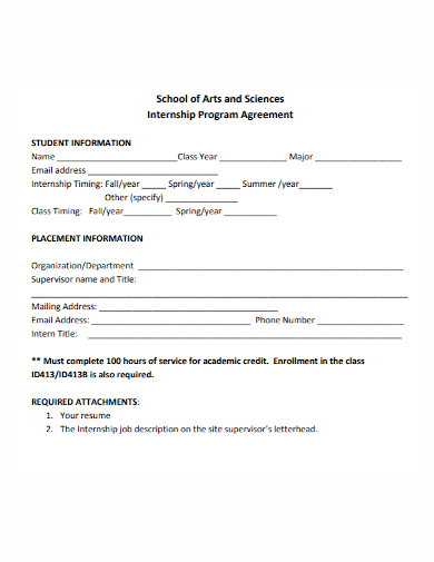 school student internship agreement