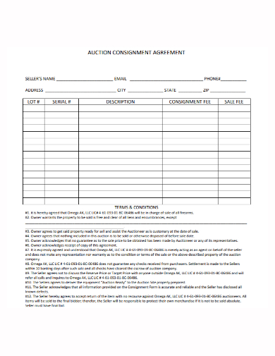 seller auction consignment agreement
