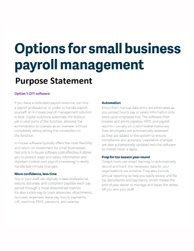 small business management payroll statement