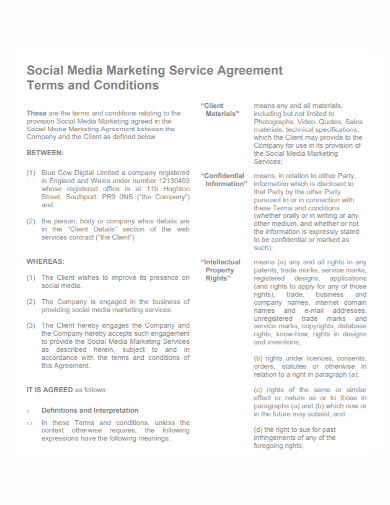 social media marketing services agreement