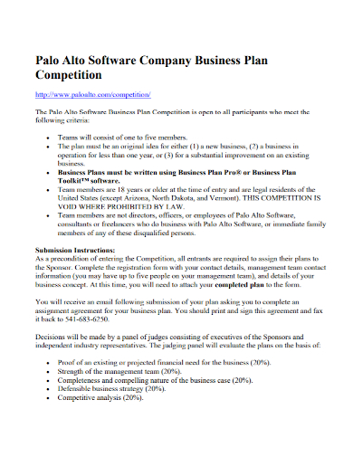 software company competition business plan