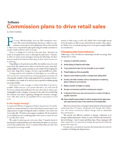 software retail sales commission plan