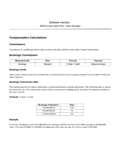software sales manager commission plan