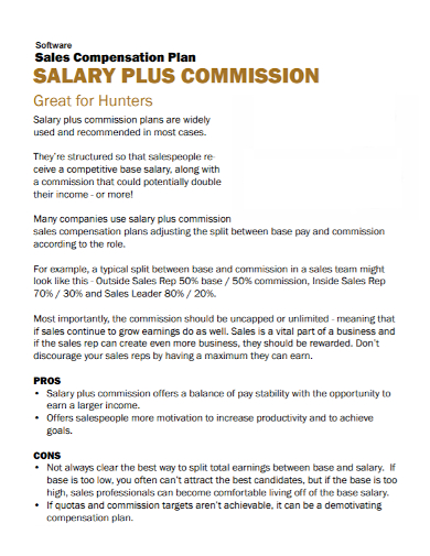 software sales salary commission plan