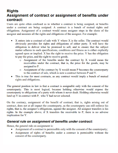 standard assignment of rights contract