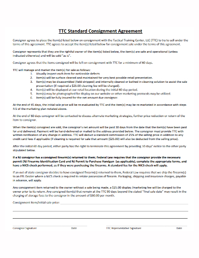 standard consignment agreement