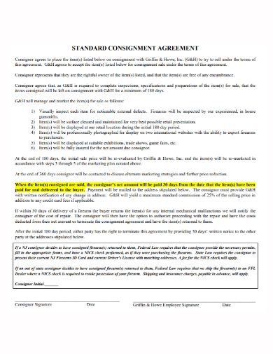 standard employee consignment agreement