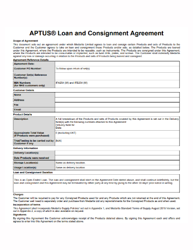 standard loan and consignment agreement