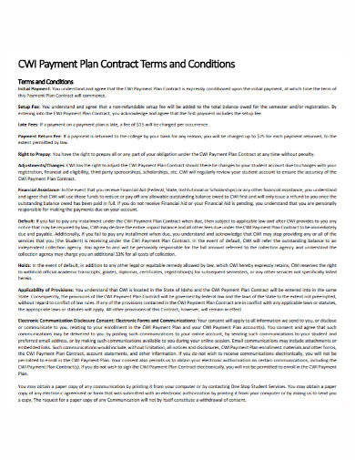 standard payment plan contract