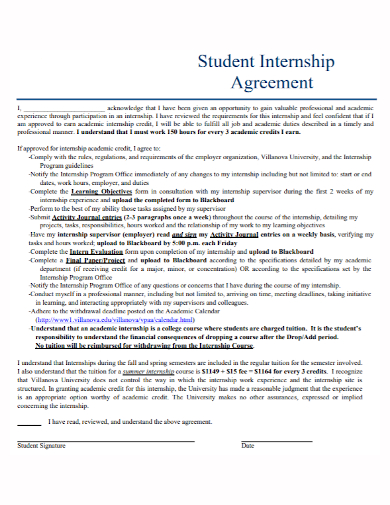 standard student internship agreement