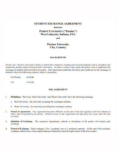 student exchange agreement