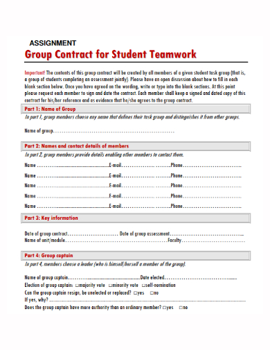 student group assignment contract