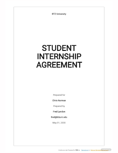 student internship agreement template