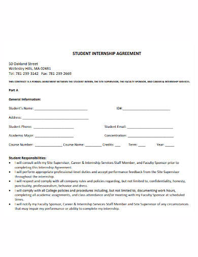 student internship contract agreement