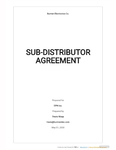 sub distributor agreement template