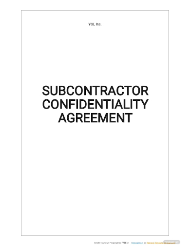 subcontractor confidentiality agreement template