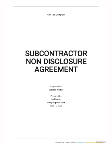 subcontractor non disclosure agreement template