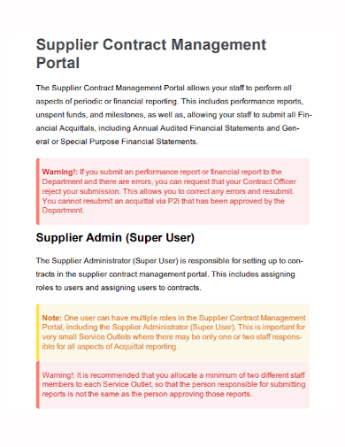supplier admin management contract