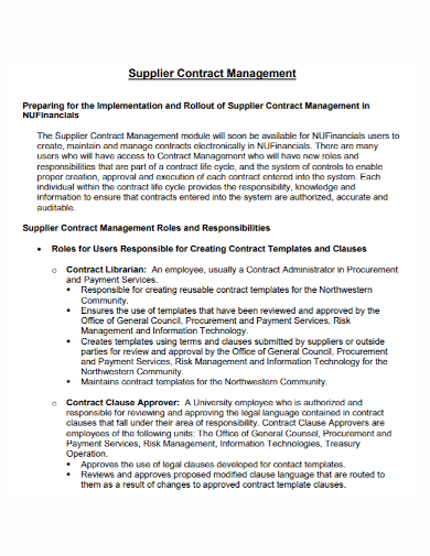 supplier management contract