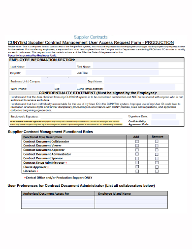 supplier managment contract request form