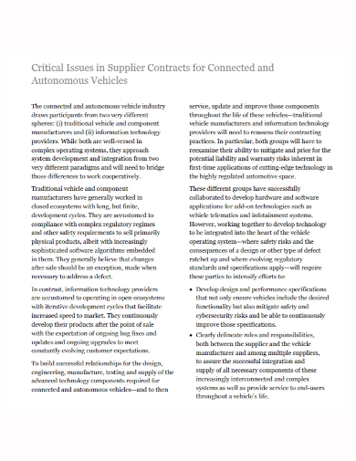 supplier vehicle contract