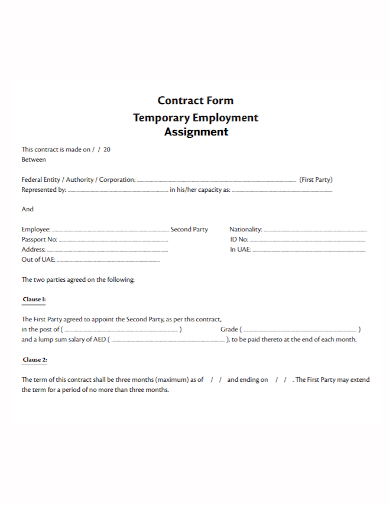 temporary employment assignment contract